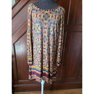 Ruby Rd. Multicolor Paisley Tunic Top With Beaded Neckline L